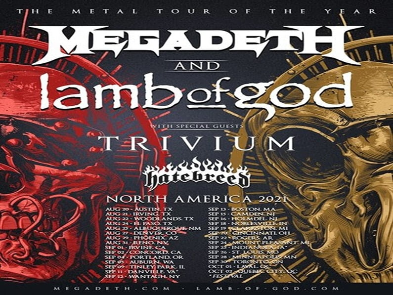 megadeth past tour dates
