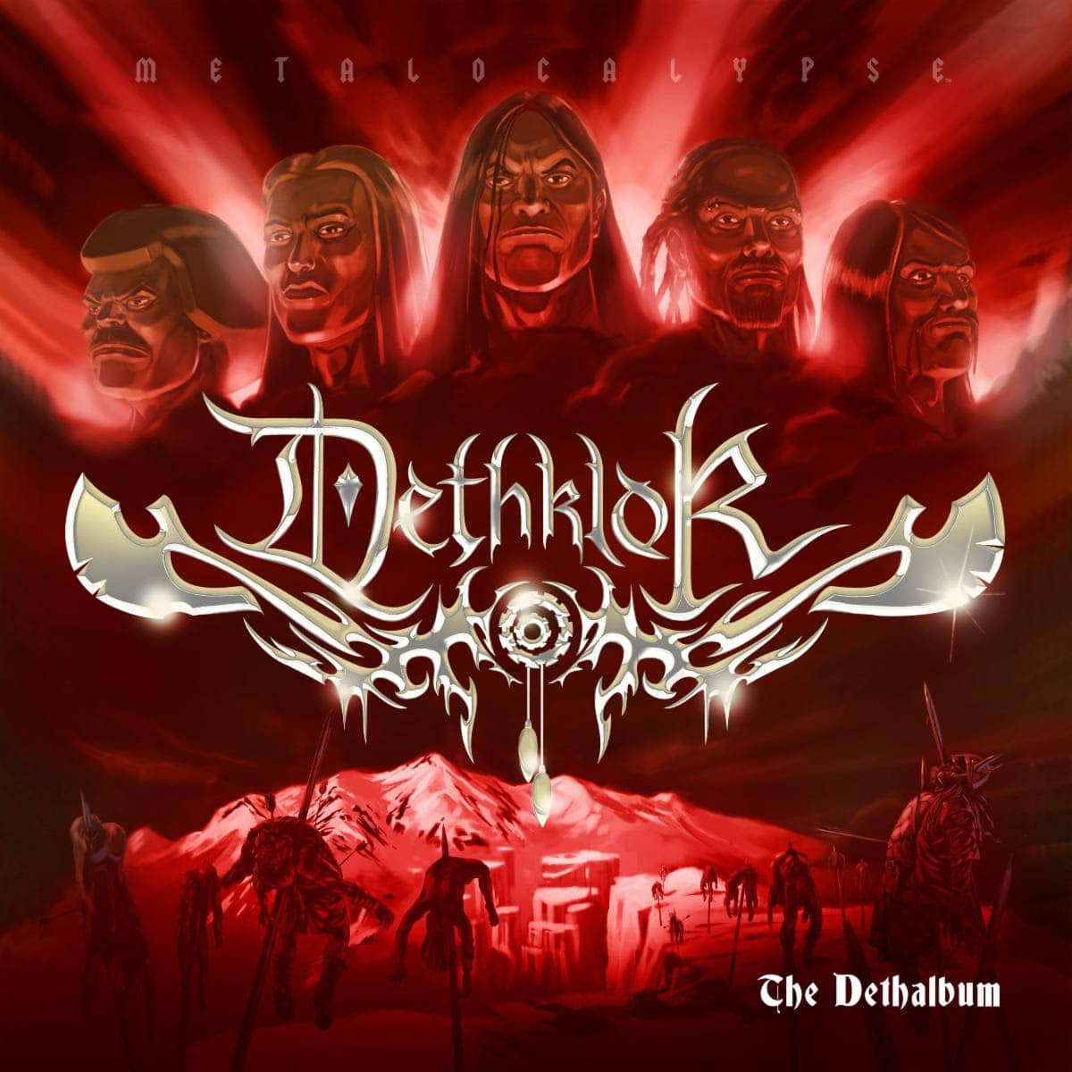 DETHKLOK concert poster, DragonForce live performance, Nekrogoblikon metal band, Mutilation on a Spring Night Tour flyer, Metalocalypse animated series artwork